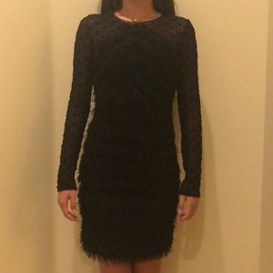 Lacey Black Dress with thread detailing